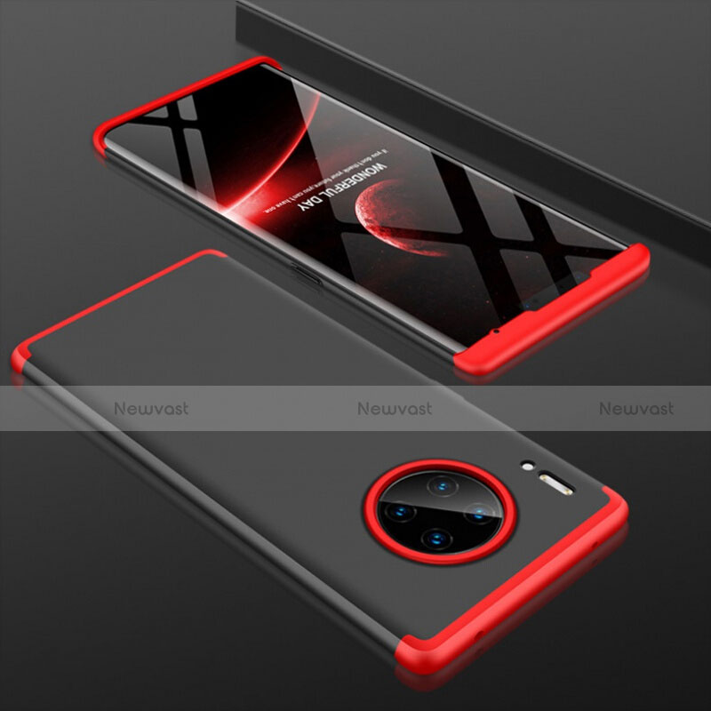 Hard Rigid Plastic Matte Finish Front and Back Cover Case 360 Degrees P01 for Huawei Mate 30 5G Red and Black