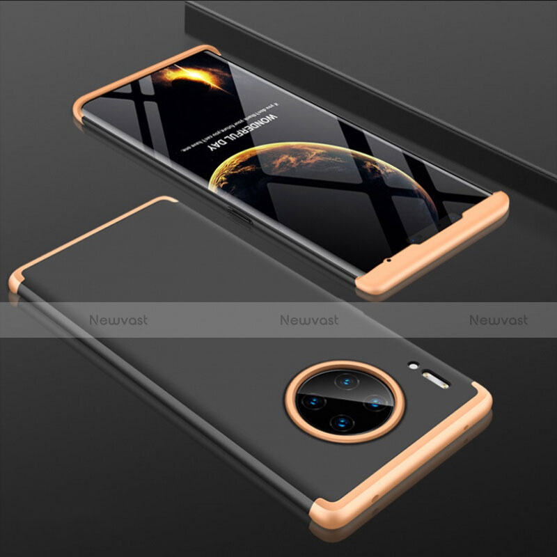 Hard Rigid Plastic Matte Finish Front and Back Cover Case 360 Degrees P01 for Huawei Mate 30 Pro 5G Gold and Black