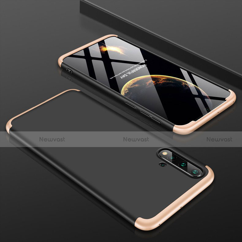 Hard Rigid Plastic Matte Finish Front and Back Cover Case 360 Degrees P01 for Huawei Nova 5 Pro Gold and Black