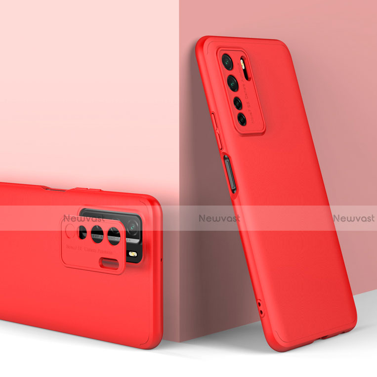 Hard Rigid Plastic Matte Finish Front and Back Cover Case 360 Degrees P01 for Huawei Nova 7 SE 5G Red