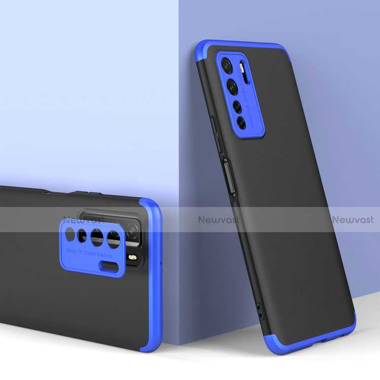 Hard Rigid Plastic Matte Finish Front and Back Cover Case 360 Degrees P01 for Huawei P40 Lite 5G Blue and Black