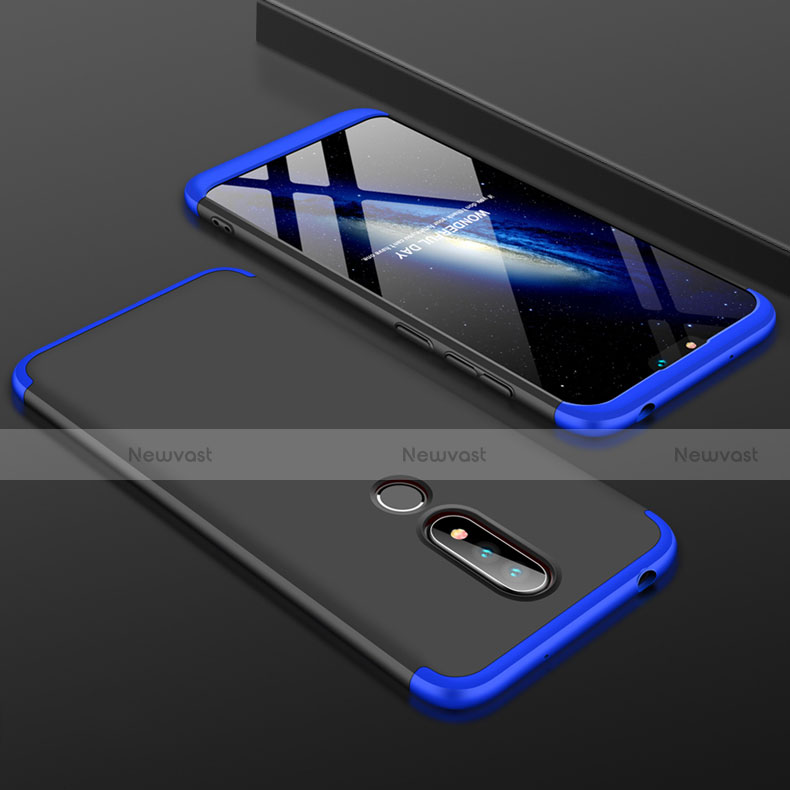 Hard Rigid Plastic Matte Finish Front and Back Cover Case 360 Degrees P01 for Nokia 6.1 Plus Blue and Black