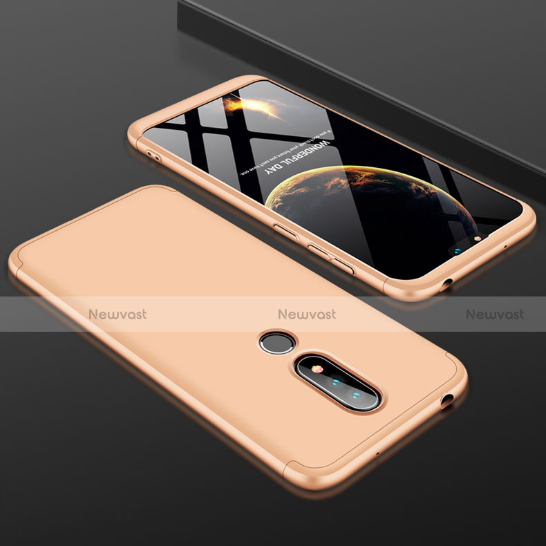 Hard Rigid Plastic Matte Finish Front and Back Cover Case 360 Degrees P01 for Nokia 6.1 Plus Gold