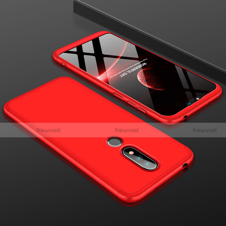 Hard Rigid Plastic Matte Finish Front and Back Cover Case 360 Degrees P01 for Nokia 6.1 Plus Red