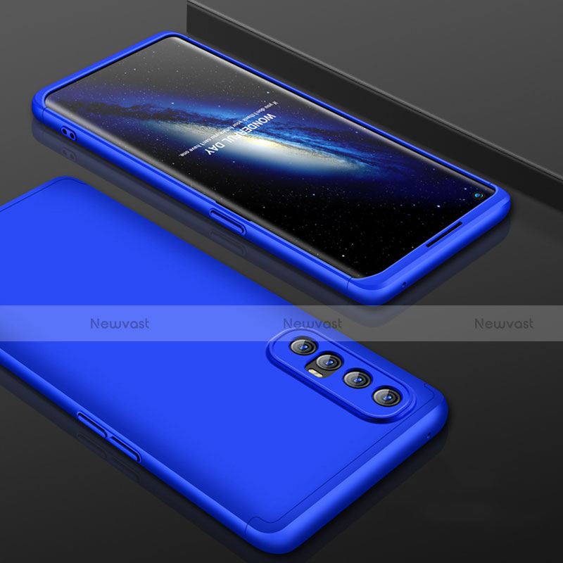 Hard Rigid Plastic Matte Finish Front and Back Cover Case 360 Degrees P01 for Oppo Reno3 Pro Blue