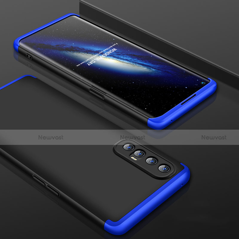 Hard Rigid Plastic Matte Finish Front and Back Cover Case 360 Degrees P01 for Oppo Reno3 Pro Blue and Black