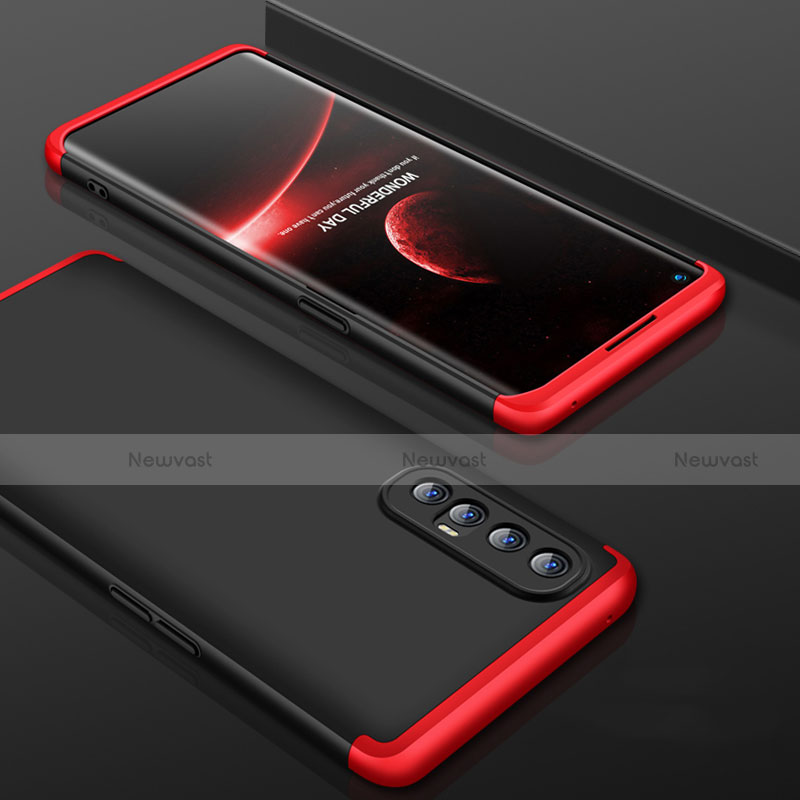 Hard Rigid Plastic Matte Finish Front and Back Cover Case 360 Degrees P01 for Oppo Reno3 Pro Red and Black