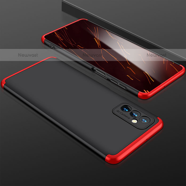 Hard Rigid Plastic Matte Finish Front and Back Cover Case 360 Degrees P01 for Samsung Galaxy M52 5G Red and Black