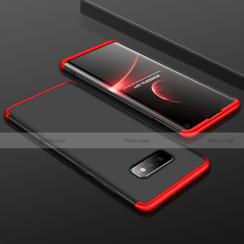 Hard Rigid Plastic Matte Finish Front and Back Cover Case 360 Degrees P01 for Samsung Galaxy S10e Red and Black