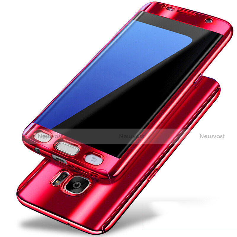 Hard Rigid Plastic Matte Finish Front and Back Cover Case 360 Degrees P01 for Samsung Galaxy S7 Edge G935F Red