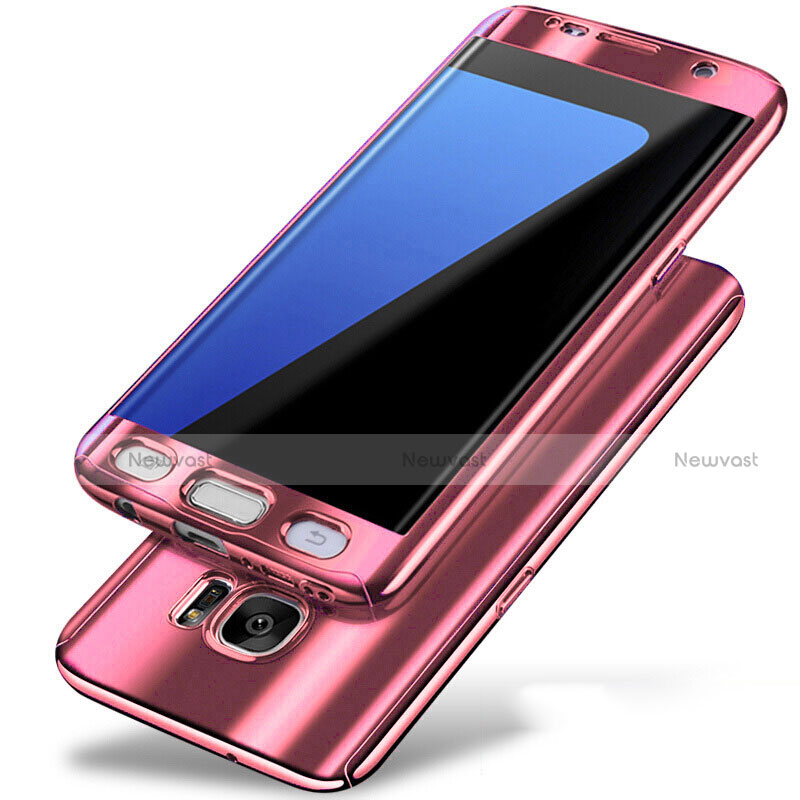 Hard Rigid Plastic Matte Finish Front and Back Cover Case 360 Degrees P01 for Samsung Galaxy S7 Edge G935F Rose Gold