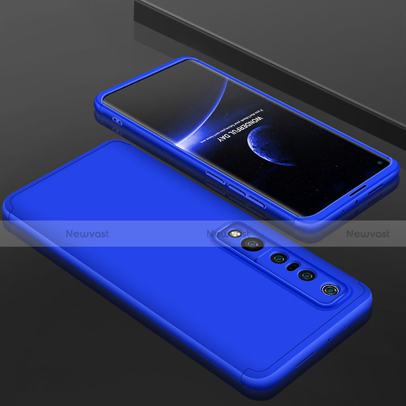 Hard Rigid Plastic Matte Finish Front and Back Cover Case 360 Degrees P01 for Xiaomi Mi 10 Pro Blue