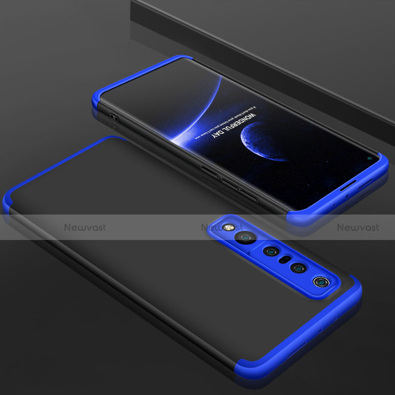 Hard Rigid Plastic Matte Finish Front and Back Cover Case 360 Degrees P01 for Xiaomi Mi 10 Pro Blue and Black