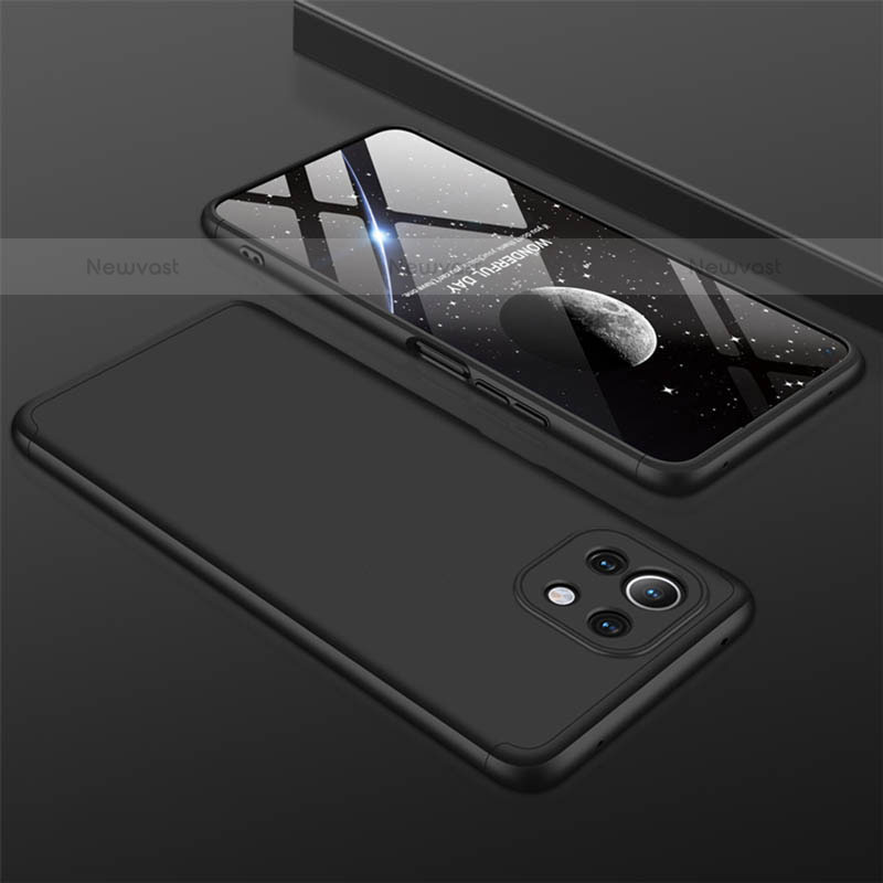 Hard Rigid Plastic Matte Finish Front and Back Cover Case 360 Degrees P01 for Xiaomi Mi 11 Lite 5G Black