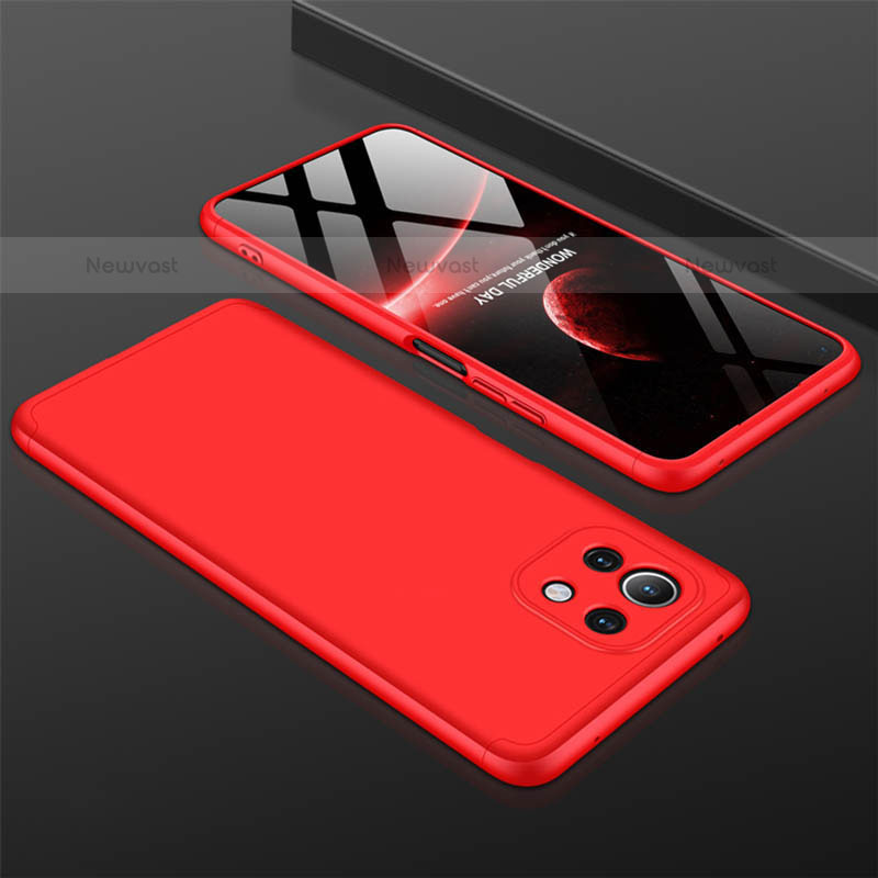 Hard Rigid Plastic Matte Finish Front and Back Cover Case 360 Degrees P01 for Xiaomi Mi 11 Lite 5G NE Red