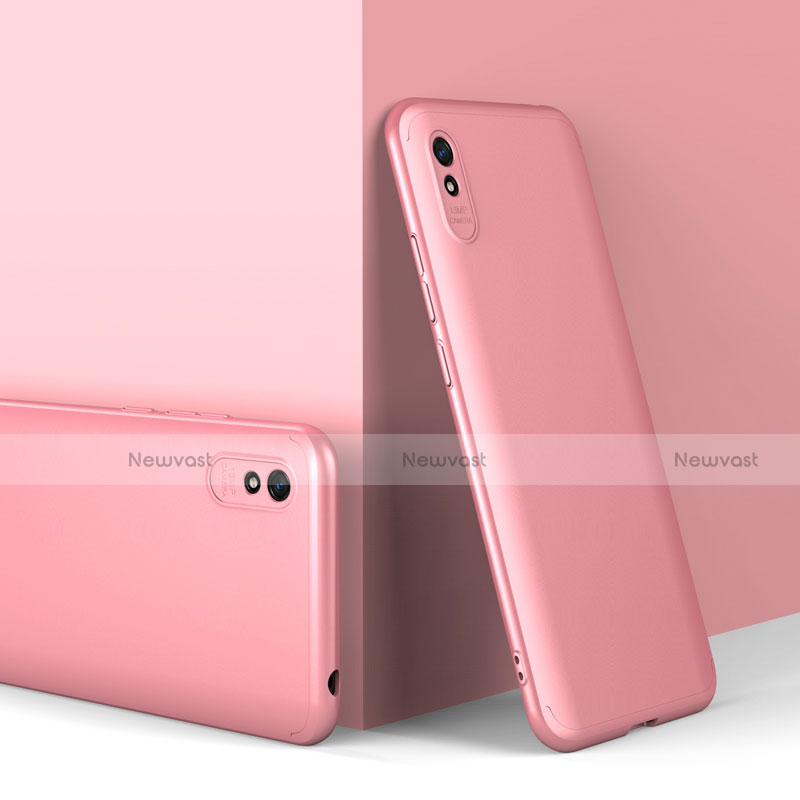 Hard Rigid Plastic Matte Finish Front and Back Cover Case 360 Degrees P01 for Xiaomi Redmi 9A Rose Gold