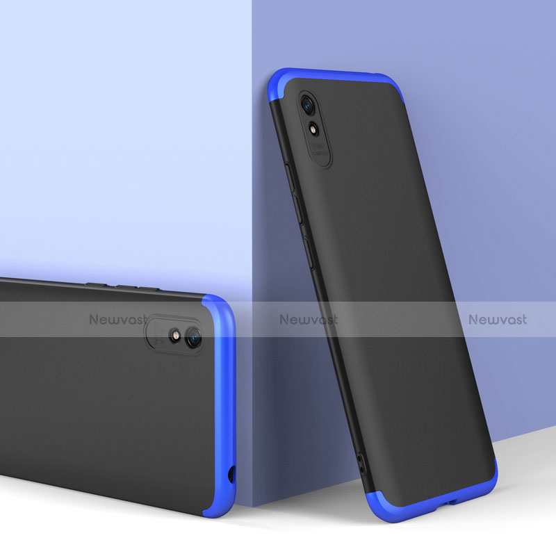 Hard Rigid Plastic Matte Finish Front and Back Cover Case 360 Degrees P01 for Xiaomi Redmi 9AT Blue and Black