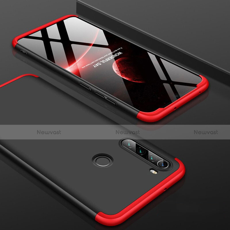 Hard Rigid Plastic Matte Finish Front and Back Cover Case 360 Degrees P01 for Xiaomi Redmi Note 8 (2021) Red and Black