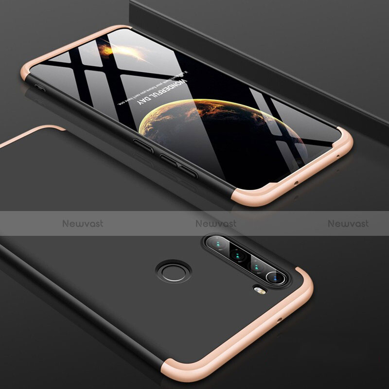 Hard Rigid Plastic Matte Finish Front and Back Cover Case 360 Degrees P01 for Xiaomi Redmi Note 8T Gold and Black