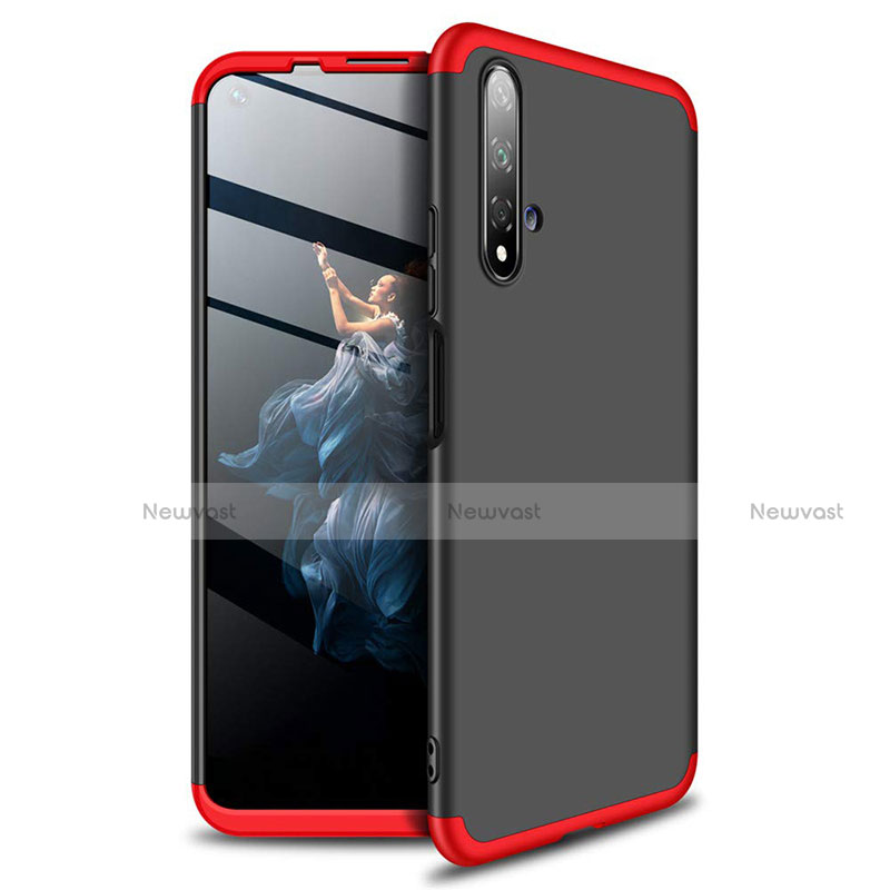 Hard Rigid Plastic Matte Finish Front and Back Cover Case 360 Degrees P02 for Huawei Honor 20S Red and Black