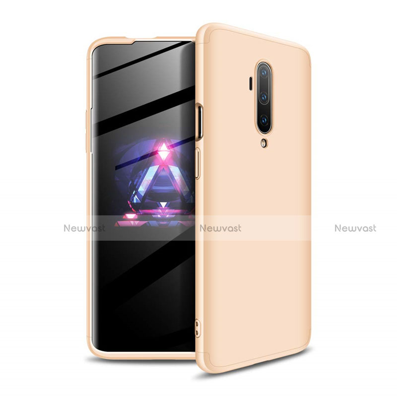 Hard Rigid Plastic Matte Finish Front and Back Cover Case 360 Degrees P02 for OnePlus 7T Pro Gold