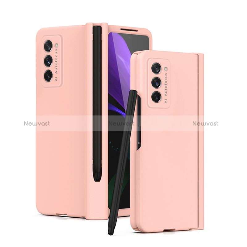 Hard Rigid Plastic Matte Finish Front and Back Cover Case 360 Degrees P02 for Samsung Galaxy Z Fold2 5G Rose Gold