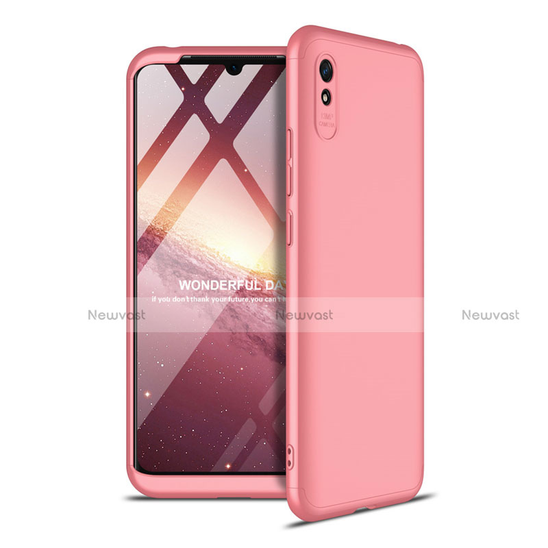 Hard Rigid Plastic Matte Finish Front and Back Cover Case 360 Degrees P02 for Xiaomi Redmi 9A Rose Gold