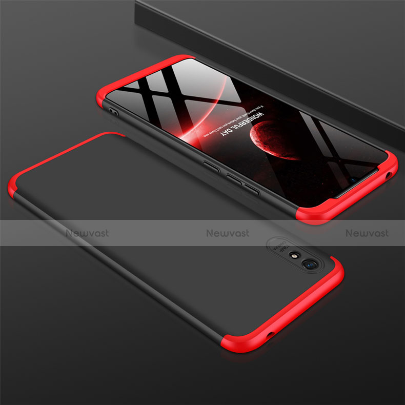 Hard Rigid Plastic Matte Finish Front and Back Cover Case 360 Degrees P03 for Xiaomi Redmi 9i Red and Black