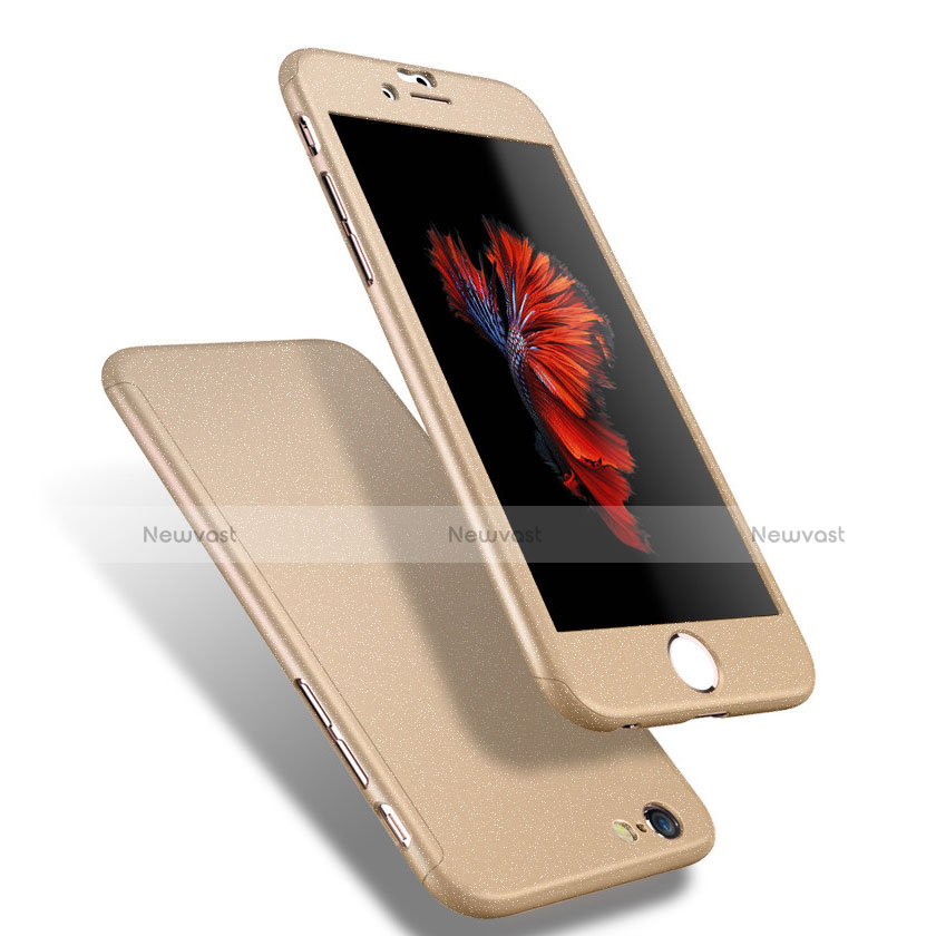 Hard Rigid Plastic Matte Finish Front and Back Cover Case 360 Degrees Q01 for Apple iPhone 6S Gold