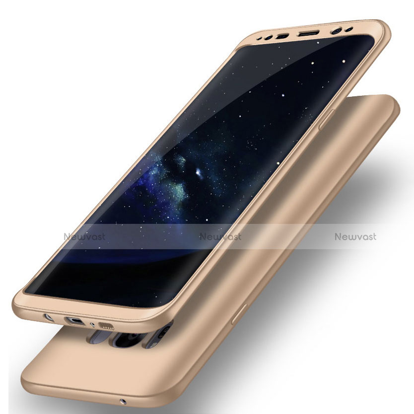 Hard Rigid Plastic Matte Finish Front and Back Cover Case 360 Degrees Q02 for Samsung Galaxy S8 Gold