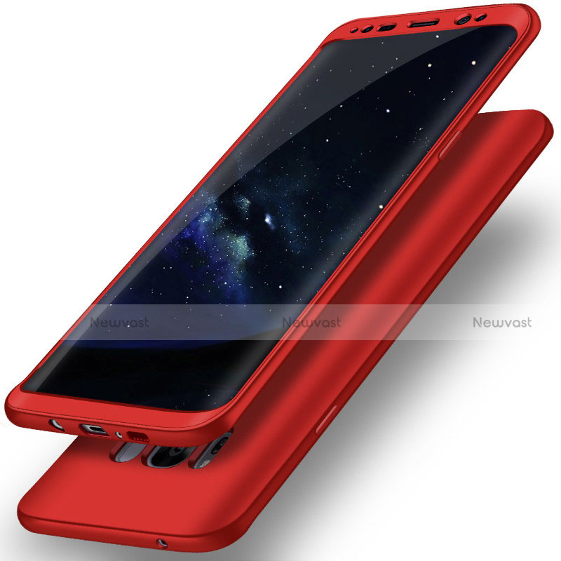 Hard Rigid Plastic Matte Finish Front and Back Cover Case 360 Degrees Q02 for Samsung Galaxy S8 Plus Red