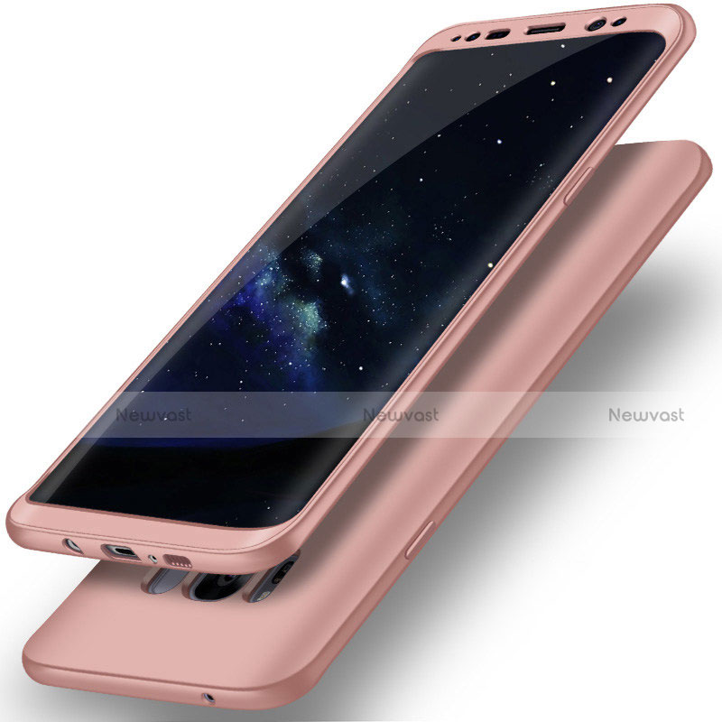 Hard Rigid Plastic Matte Finish Front and Back Cover Case 360 Degrees Q02 for Samsung Galaxy S8 Plus Rose Gold