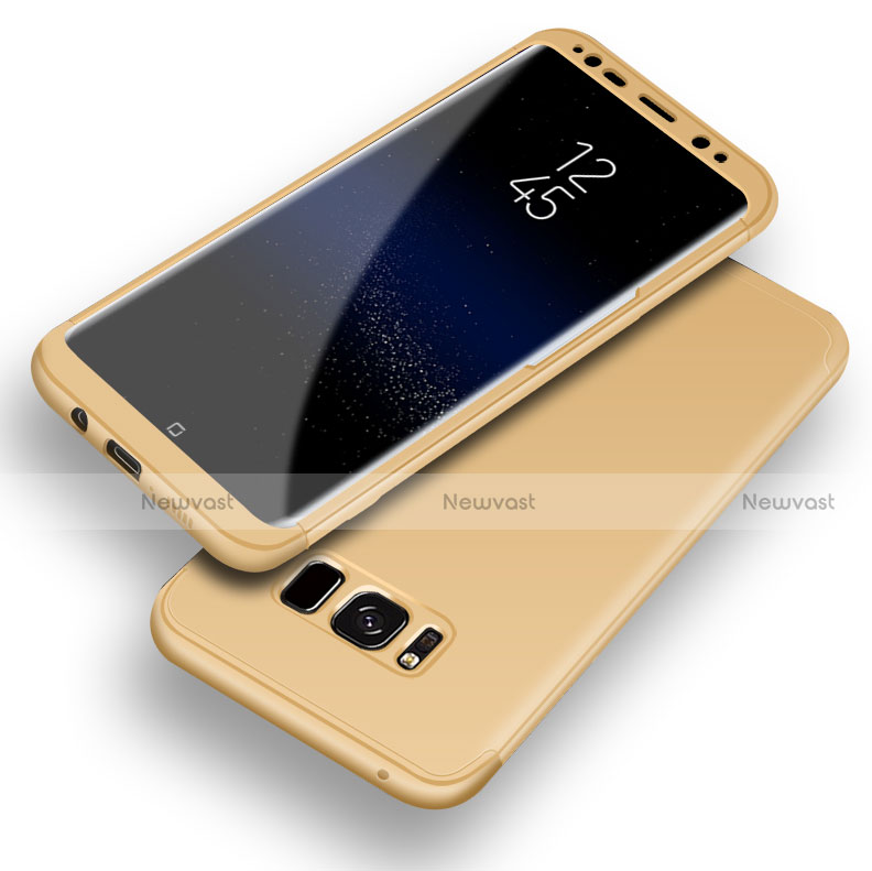 Hard Rigid Plastic Matte Finish Front and Back Cover Case 360 Degrees Q03 for Samsung Galaxy S8 Plus Gold