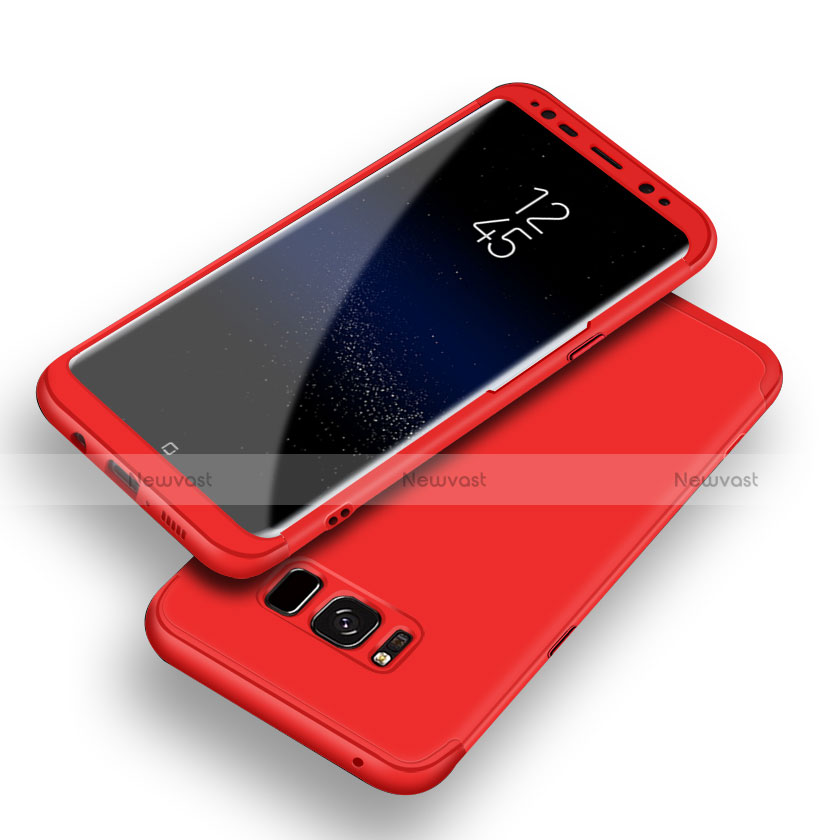 Hard Rigid Plastic Matte Finish Front and Back Cover Case 360 Degrees Q03 for Samsung Galaxy S8 Plus Red