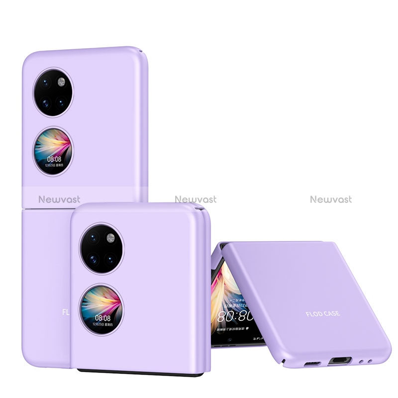 Hard Rigid Plastic Matte Finish Front and Back Cover Case 360 Degrees QH1 for Huawei P50 Pocket Purple