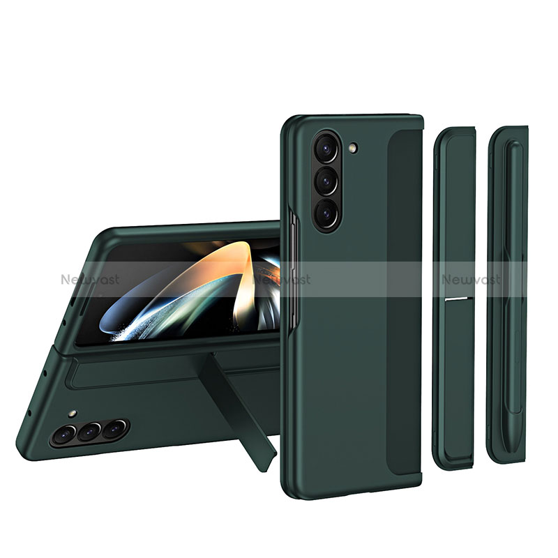 Hard Rigid Plastic Matte Finish Front and Back Cover Case 360 Degrees QH1 for Samsung Galaxy Z Fold5 5G Green