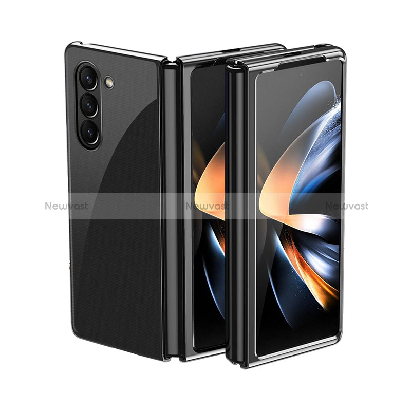 Hard Rigid Plastic Matte Finish Front and Back Cover Case 360 Degrees QH2 for Samsung Galaxy Z Fold5 5G Black