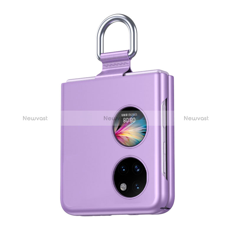 Hard Rigid Plastic Matte Finish Front and Back Cover Case 360 Degrees QH3 for Huawei P60 Pocket Purple