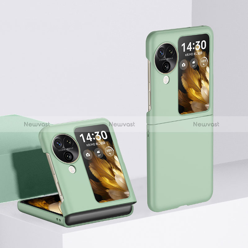 Hard Rigid Plastic Matte Finish Front and Back Cover Case 360 Degrees QH3 for Oppo Find N3 Flip 5G Matcha Green