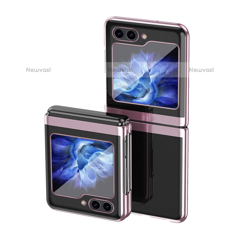 Hard Rigid Plastic Matte Finish Front and Back Cover Case 360 Degrees QH3 for Samsung Galaxy Z Flip5 5G Purple