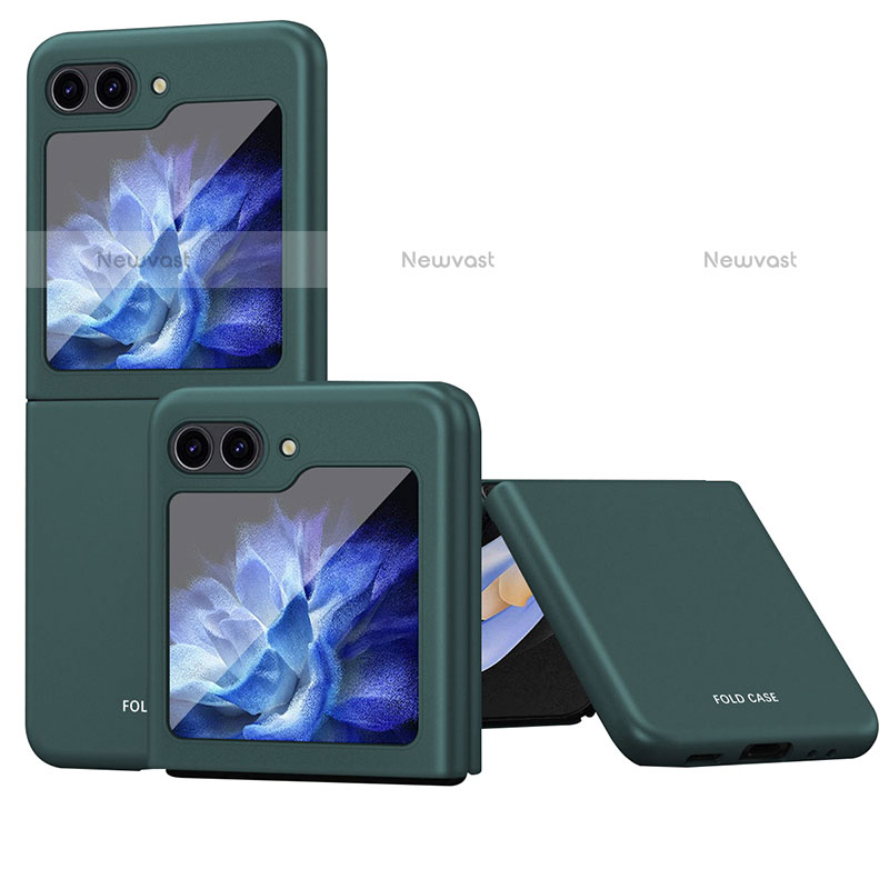 Hard Rigid Plastic Matte Finish Front and Back Cover Case 360 Degrees QH4 for Samsung Galaxy Z Flip5 5G Green