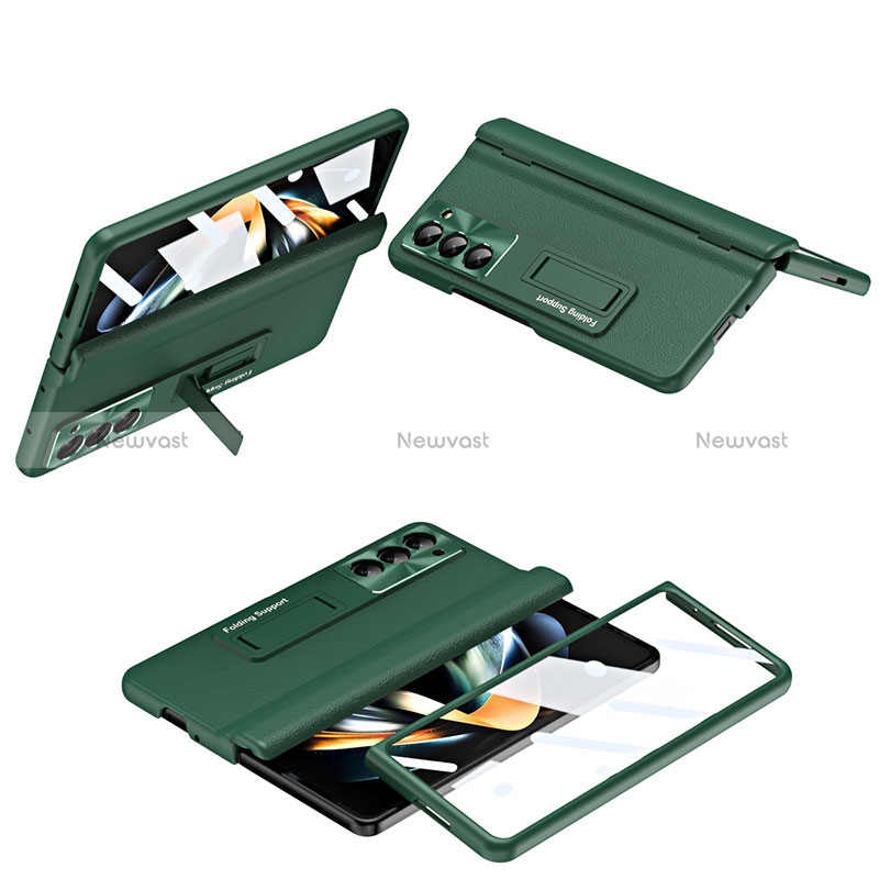 Hard Rigid Plastic Matte Finish Front and Back Cover Case 360 Degrees QH5 for Samsung Galaxy Z Fold5 5G Green