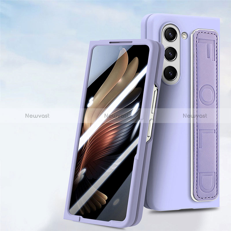 Hard Rigid Plastic Matte Finish Front and Back Cover Case 360 Degrees SD3 for Samsung Galaxy Z Fold5 5G Purple