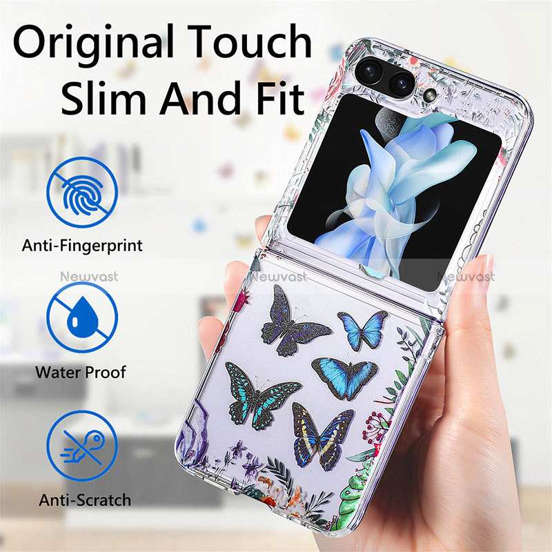 Hard Rigid Plastic Matte Finish Front and Back Cover Case 360 Degrees SD4 for Samsung Galaxy Z Flip5 5G