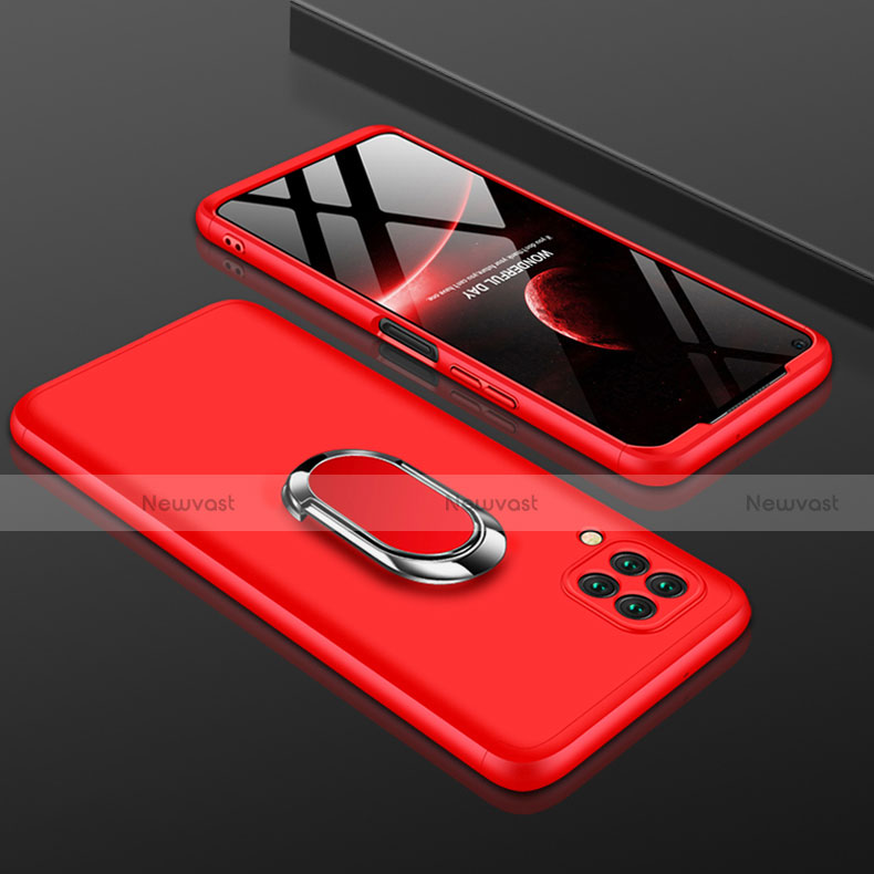 Hard Rigid Plastic Matte Finish Front and Back Cover Case 360 Degrees with Finger Ring Stand for Huawei Nova 6 SE Red