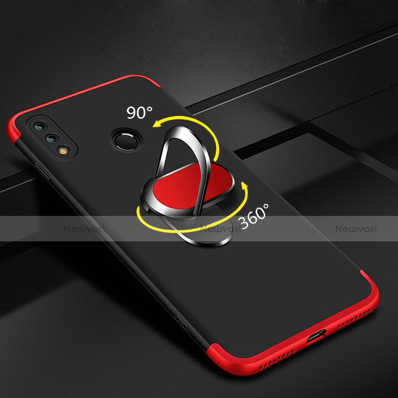 Hard Rigid Plastic Matte Finish Front and Back Cover Case 360 Degrees with Finger Ring Stand for Huawei Y9 (2019)