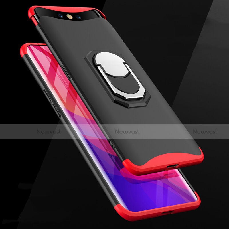 Hard Rigid Plastic Matte Finish Front and Back Cover Case 360 Degrees with Finger Ring Stand for Oppo Find X