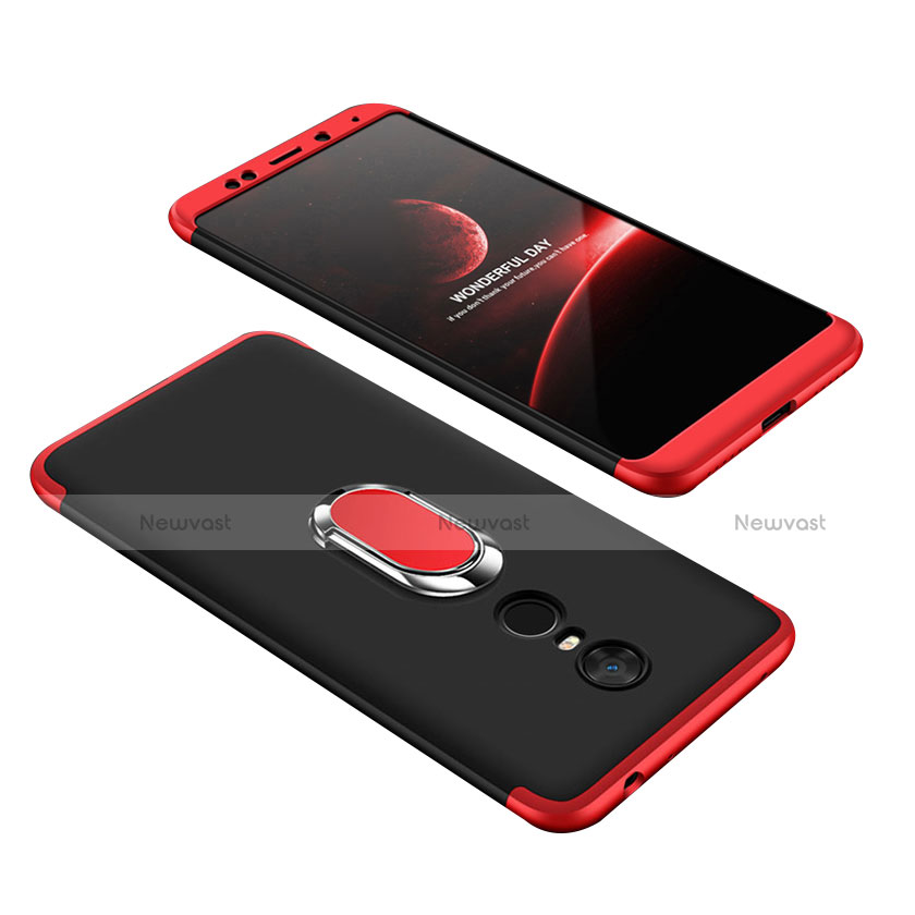 Hard Rigid Plastic Matte Finish Front and Back Cover Case 360 Degrees with Finger Ring Stand for Xiaomi Redmi 5 Plus Mixed