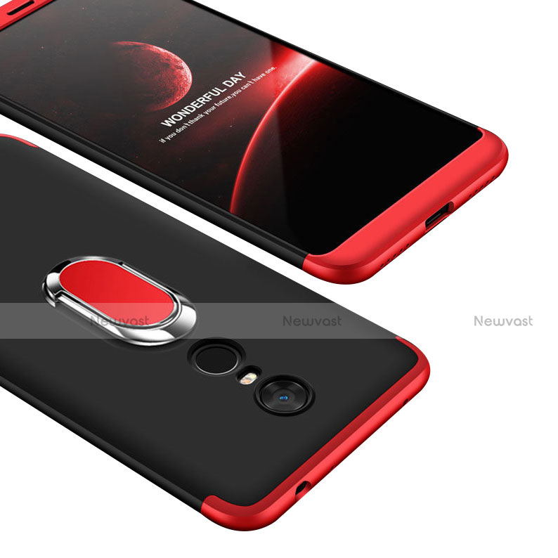 Hard Rigid Plastic Matte Finish Front and Back Cover Case 360 Degrees with Finger Ring Stand for Xiaomi Redmi Note 5 Indian Version