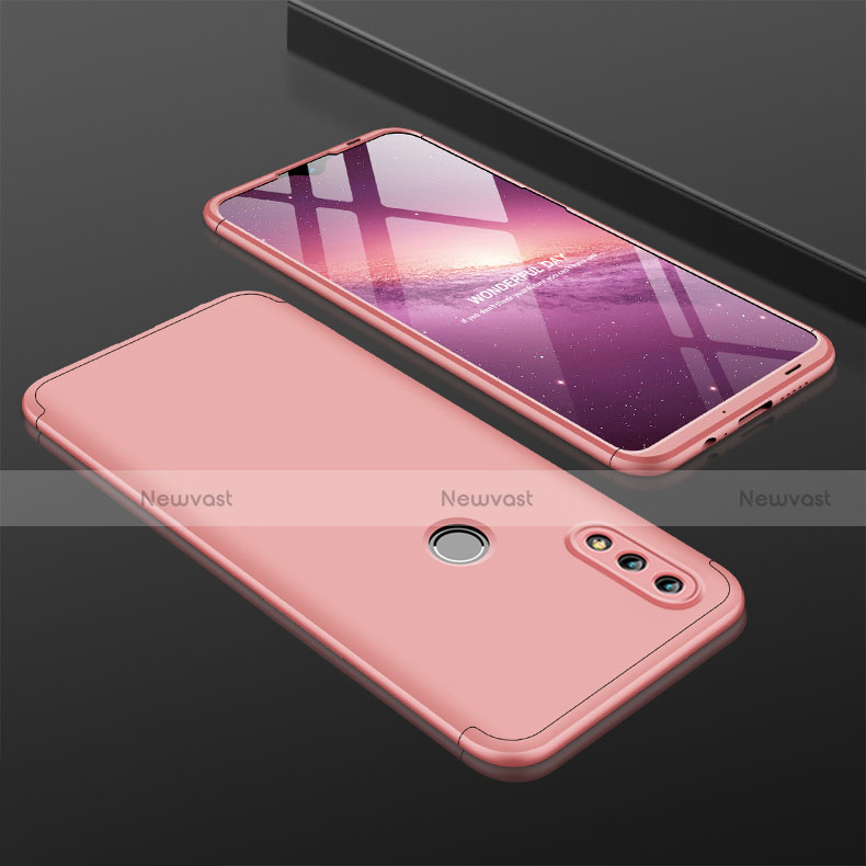 Hard Rigid Plastic Matte Finish Front and Back Cover Case 360 Degrees with Finger Ring Stand Q01 for Huawei Honor 10 Lite Rose Gold